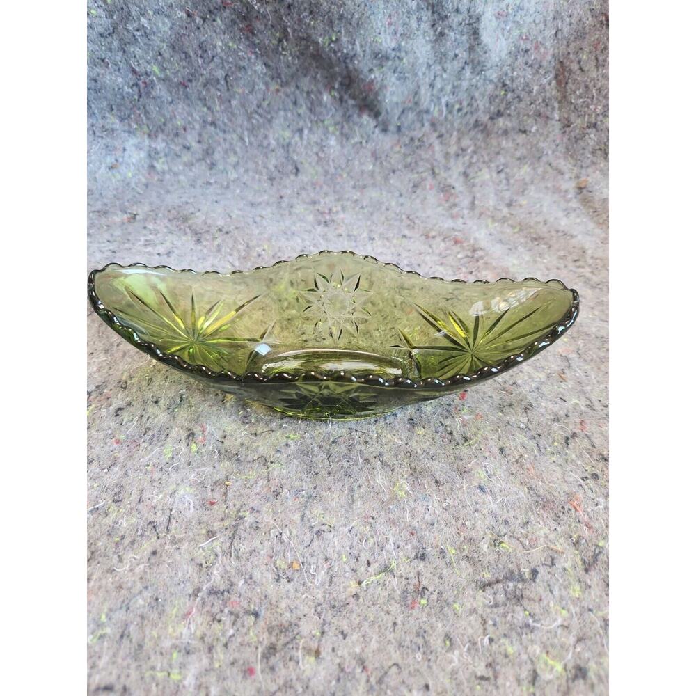 vtg anchor hocking EAPC green banana boat star of david pattern